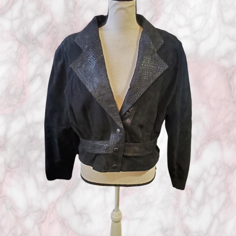 Men's Micki VINTAGE Leather Jacket with Belt 100% Genuine Size Medium